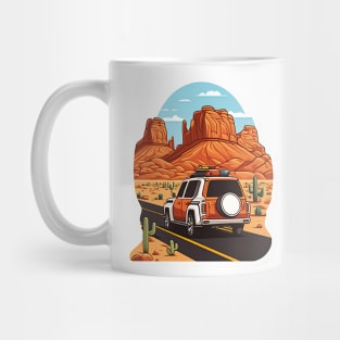 Desert Drive: Cruising Through Endless Sands Mug